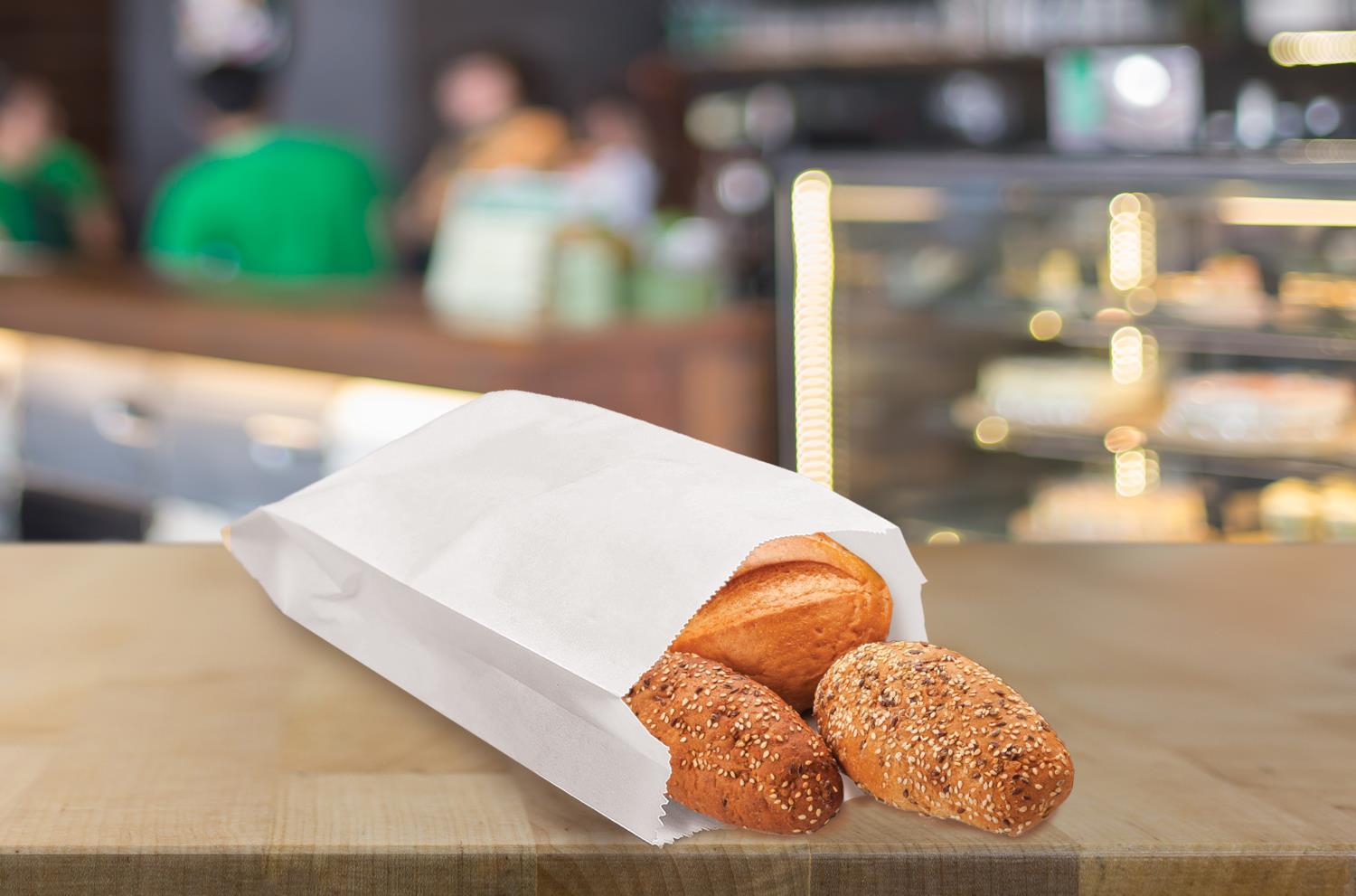 Papierfaltenbeutel (FSC Mix) weiß 15+7 x 35 cm 2,5kg - 100 Stück