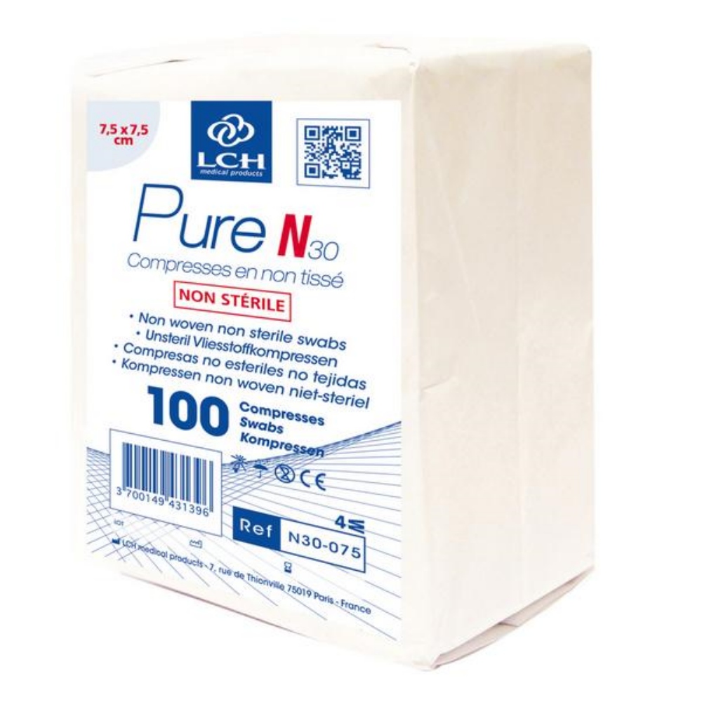 Kompressen 30g/m2, 4-fach, unsteril, weiss, 7,5 x 7,5 cm 100 Stück