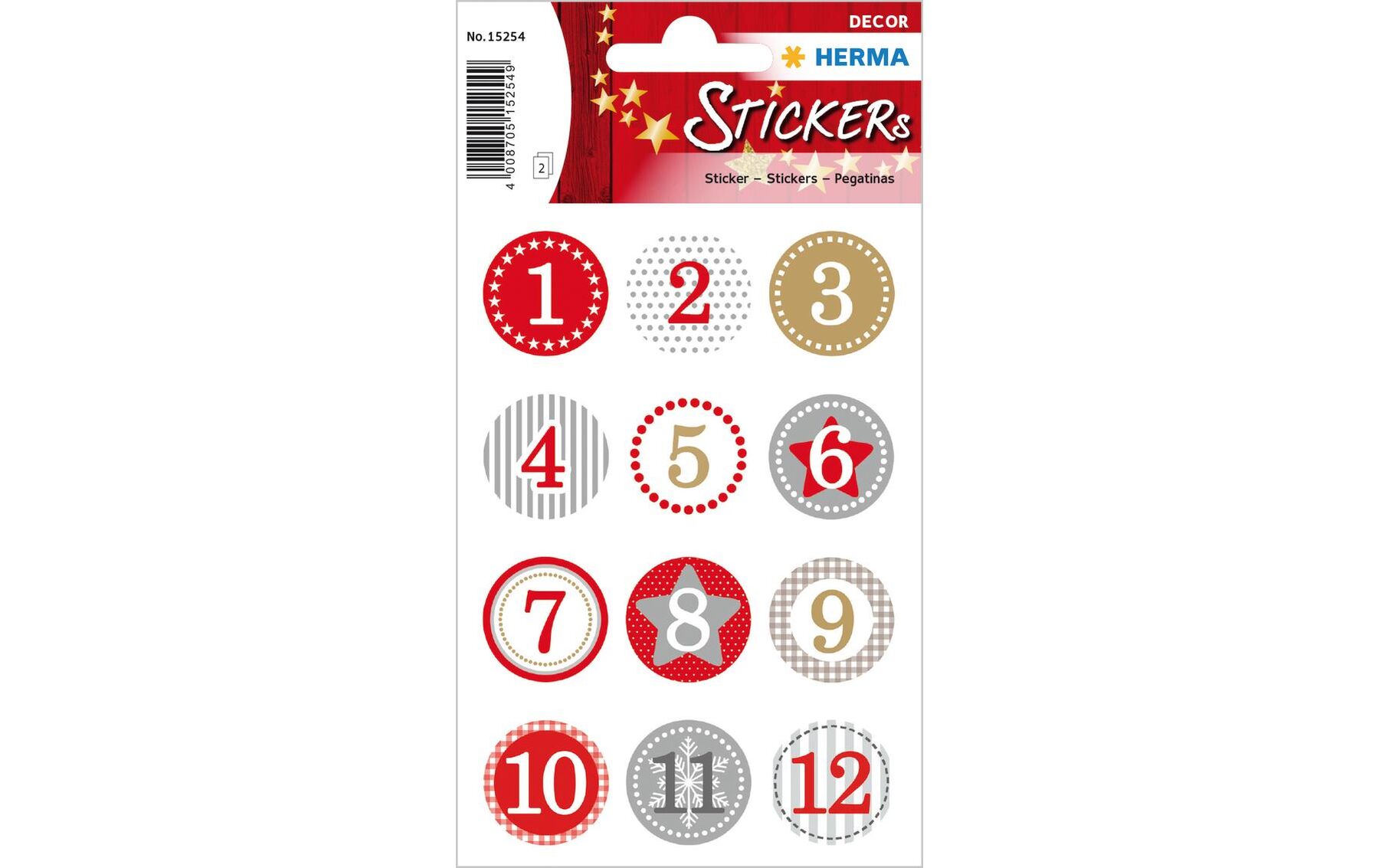 Sticker Adventskalender bunt 24 Stück/2 Blatt HERMA 15254