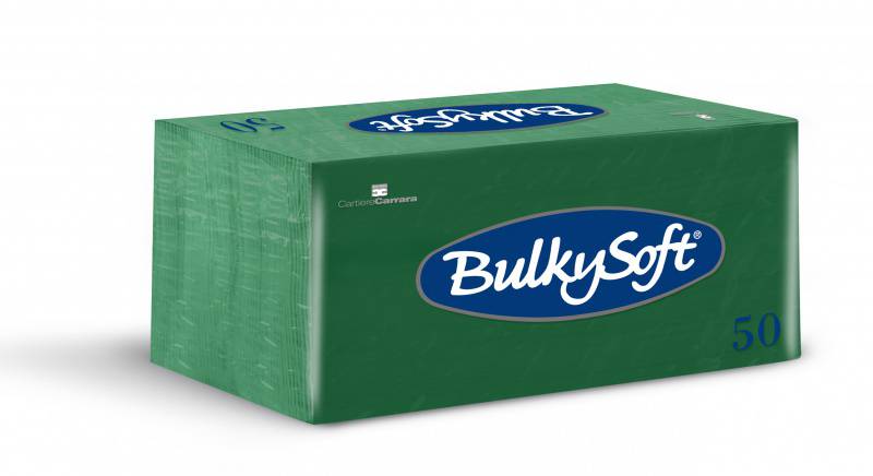 Servietten Bulkysoft, 2-lagig, 1/8 Falz, tannengrün, 33x33cm - Karton à 40 Pack / Pack à 50 Servietten