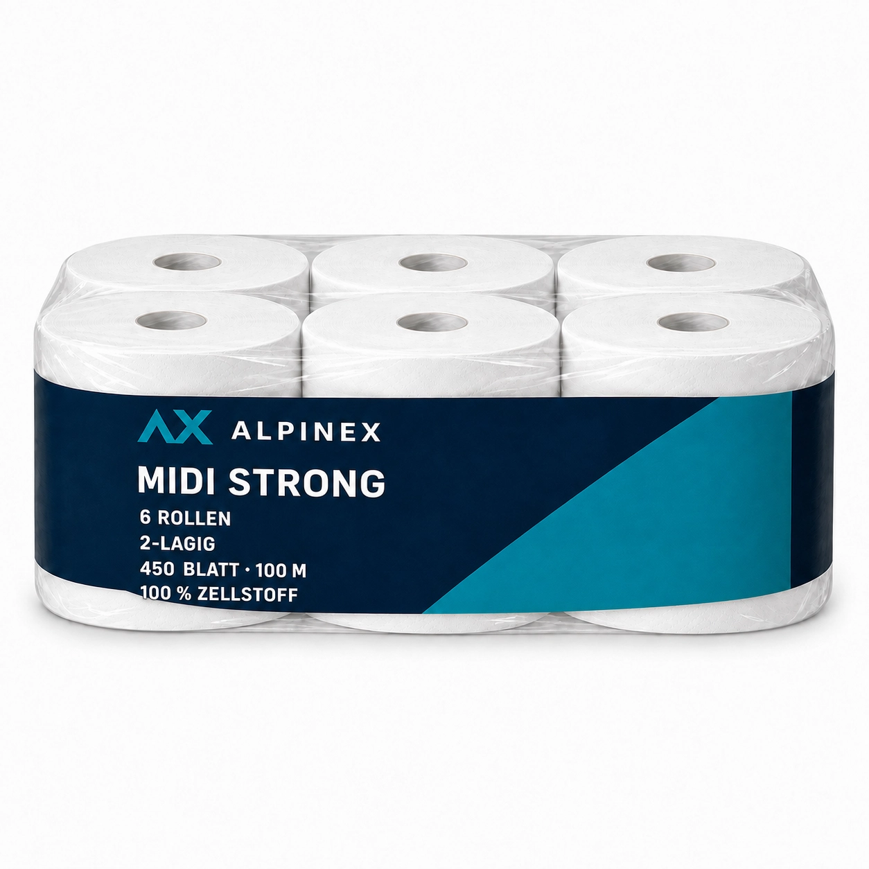 300 Handtuchrollen Midi 2-lagig 450 Blatt Zellstoff - 1 Palette