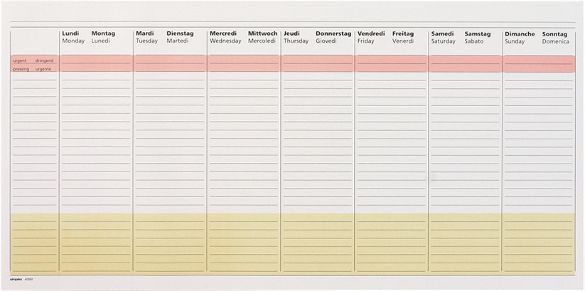 Simplex Wochenplaner d/f/i/e 42x21cm DK. SIMPLEX 40350.23