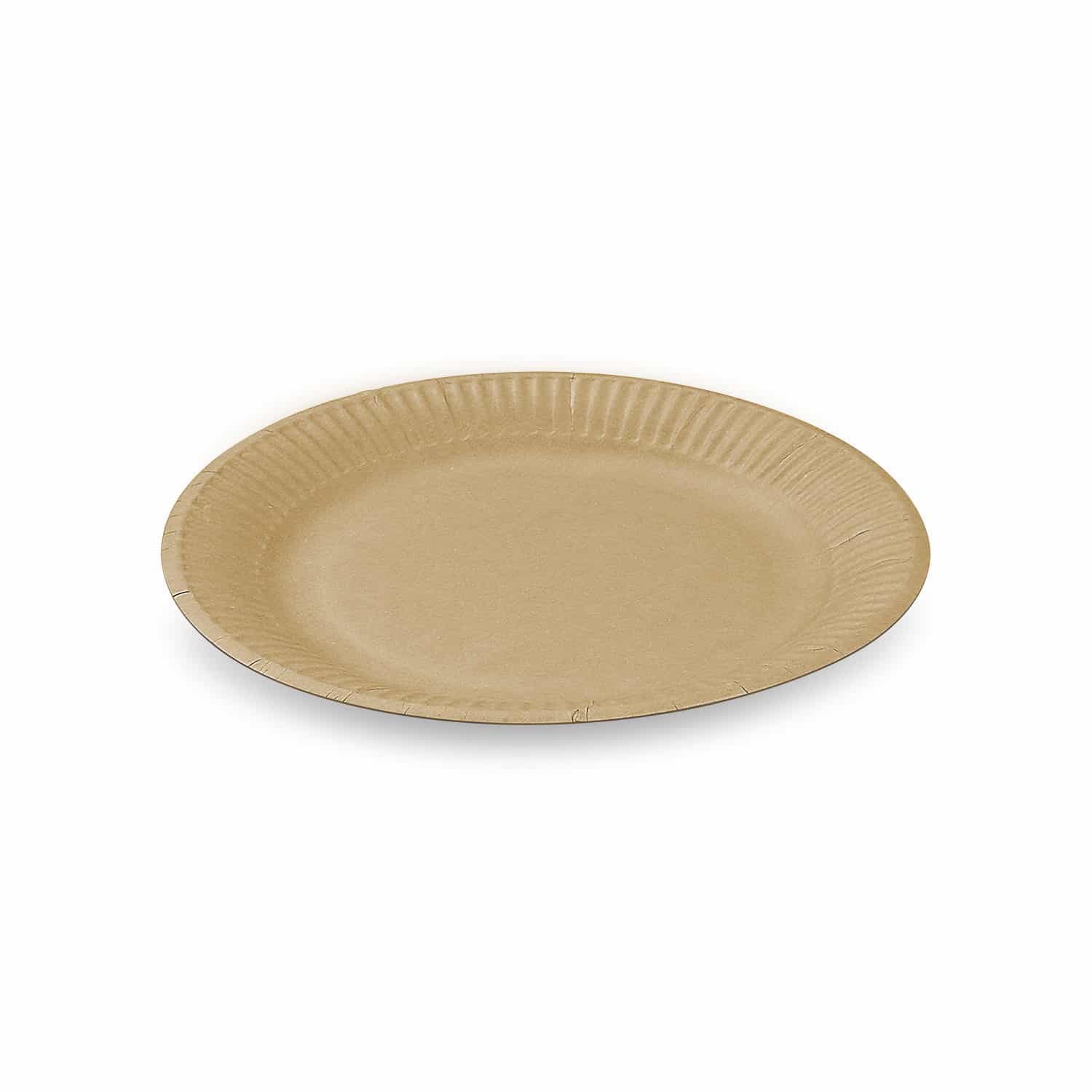 Pappteller Pap FSC Mix Ø 18 cm kraft fettdicht für Buffet und Take-away, Packung mit 100 Stück