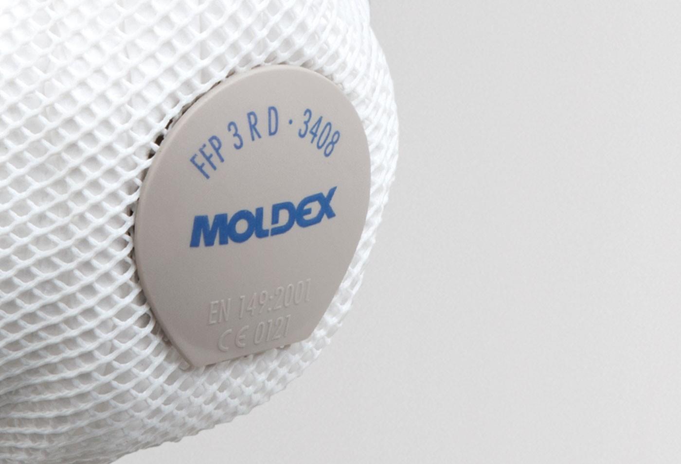 Moldex 3408 Atemschutzmaske FFP3 R D mit PROVALVE  Air Plus - 5 Stück pro Box einzeln verpackt