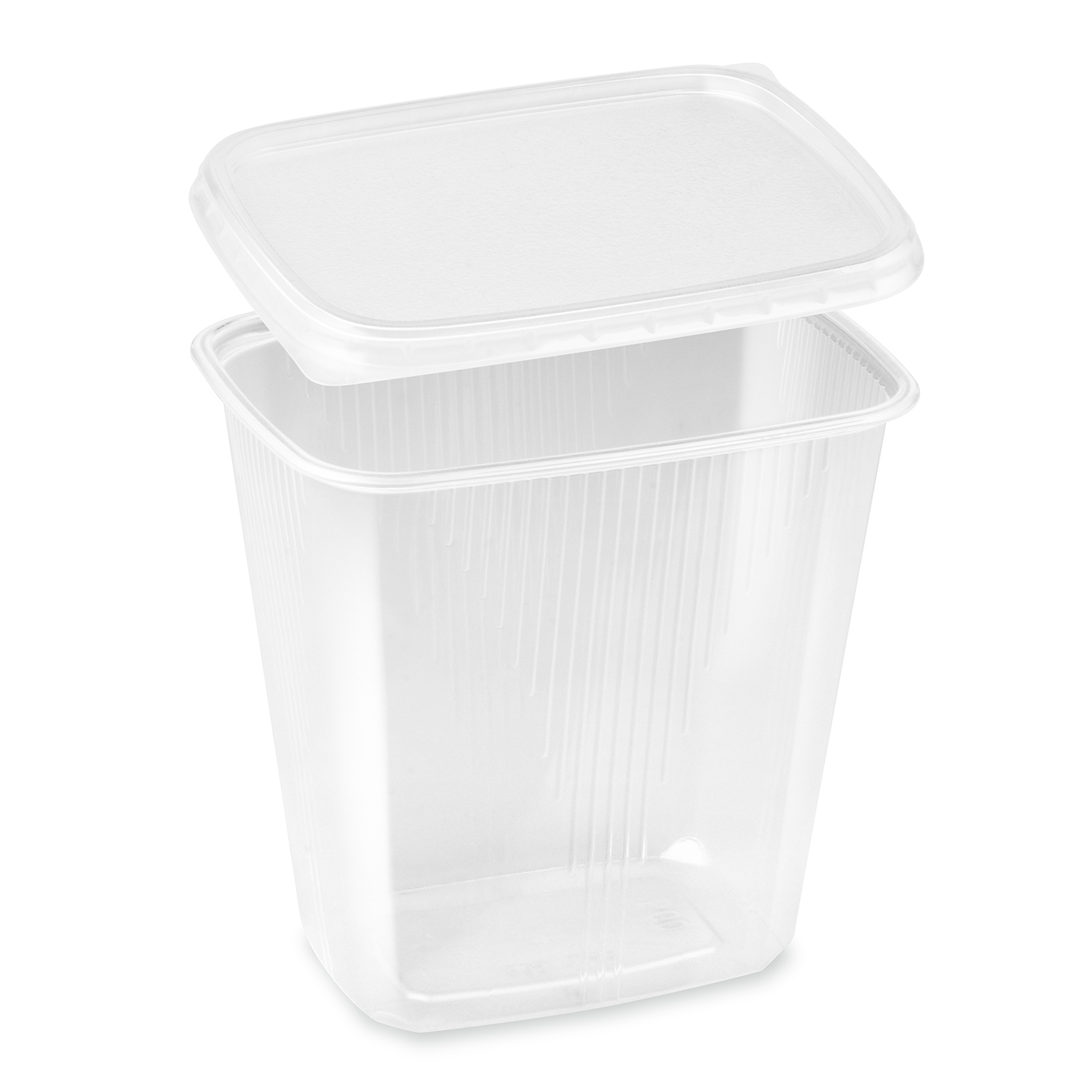 Rechteckbecher (PP) klar 500ml + Deckel - 250 Stück