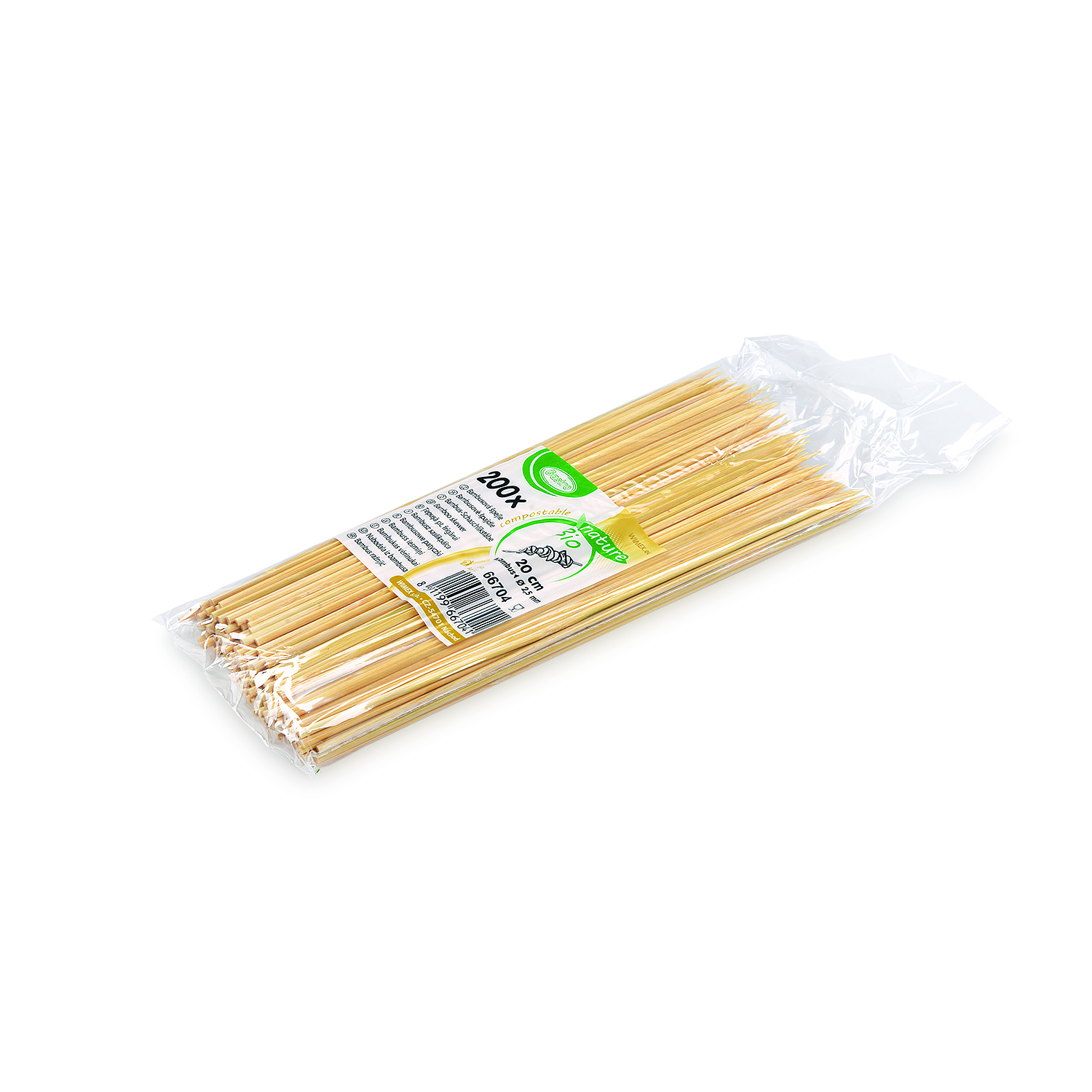 Schaschlikspiess aus Bambus für Buffet, Grill und Take-away, Packung mit 200 Stück