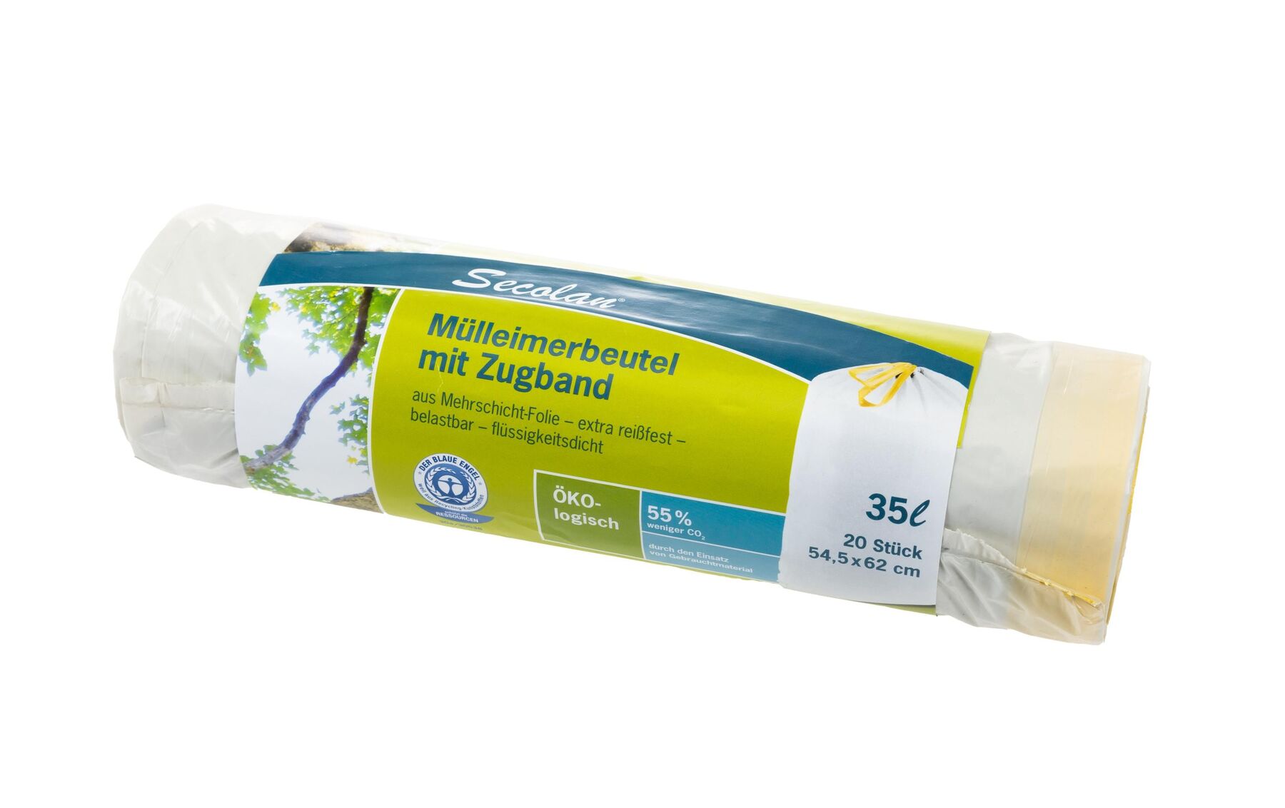Secolan Mülleimerbeutel, mit Zugband, naturweiß