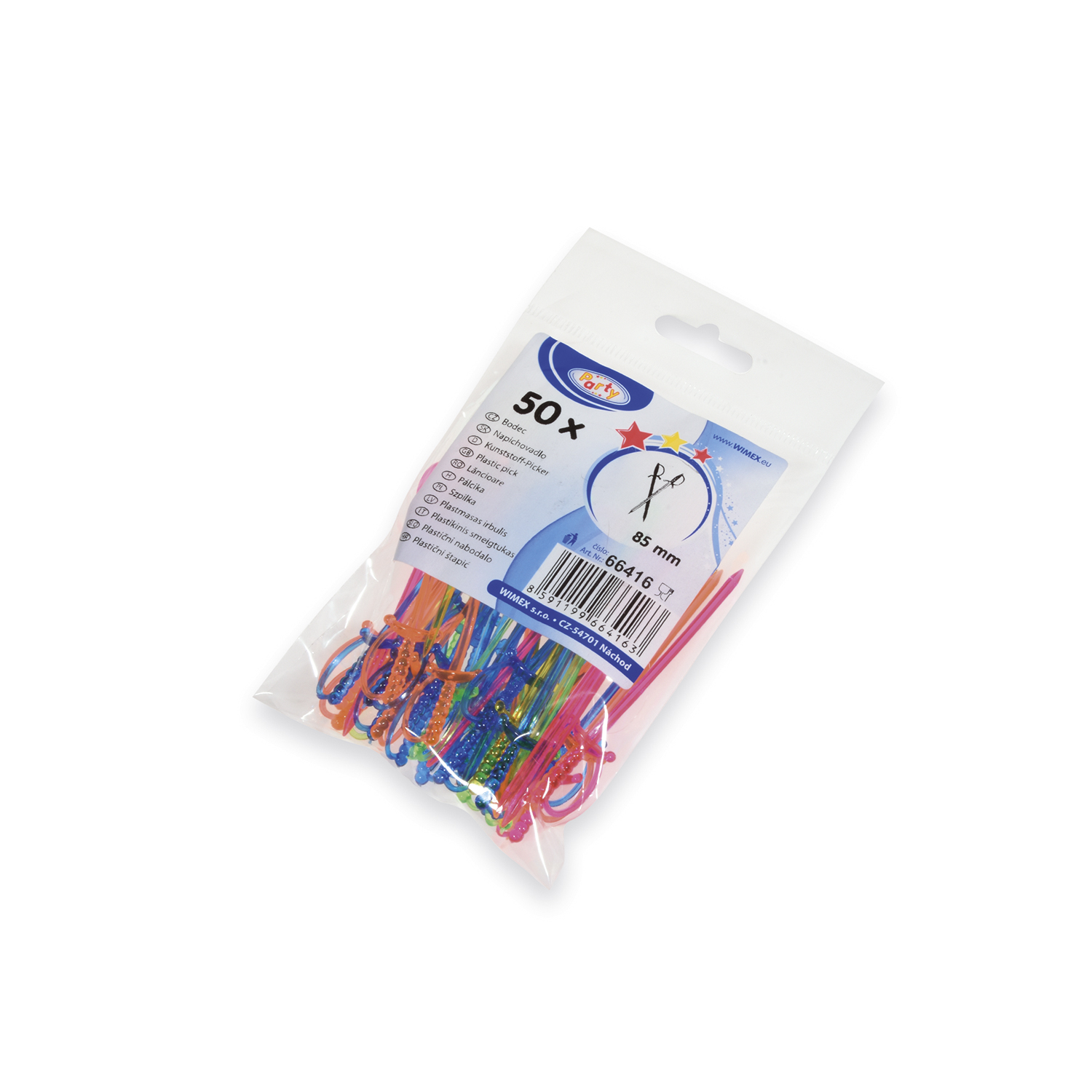 Kunststoff-Picker PS Schwert bunt gemischt 8,5 cm, Packung mit 50 Stück