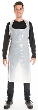 HYGONORM LDPE-Latzschürze, 12 my, 125 x 70 cm , glatt, weiß - Pack à 100 Stück
