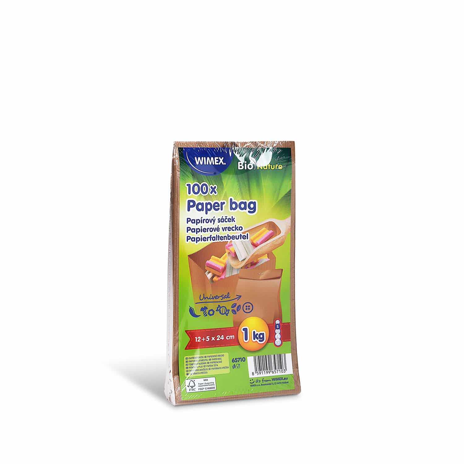 Papierfaltenbeutel (FSC Mix) braun 12+5 x 24 cm 1kg - 100 Stück