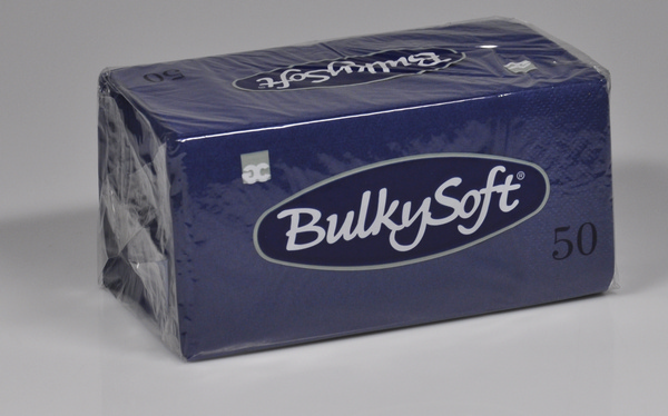Servietten Bulkysoft 2-lagig, 1/8 Falz blau 33x33cm Kopffalz-2000 Stück