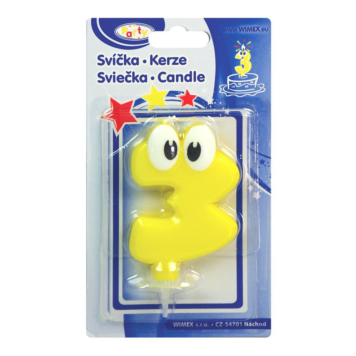 Zahlenkerze mit Halter -3- 80mm - 1 Stück