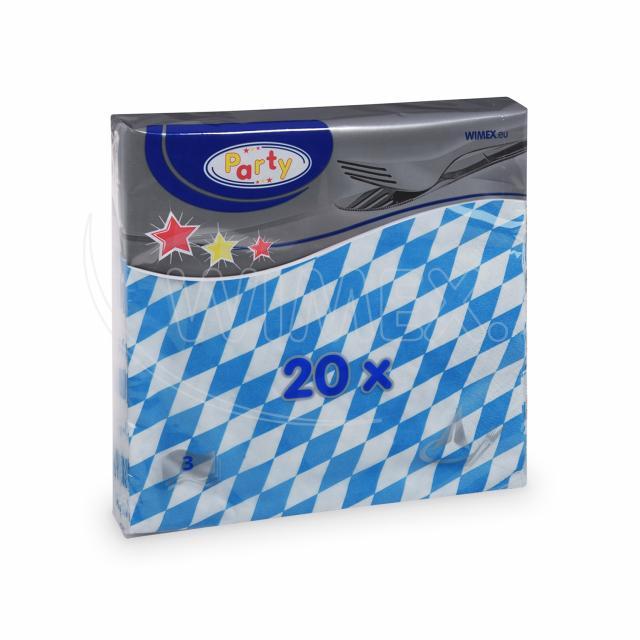 Serviette 3-lagig Bayern blau 33 x 33 cm - 20 Stück