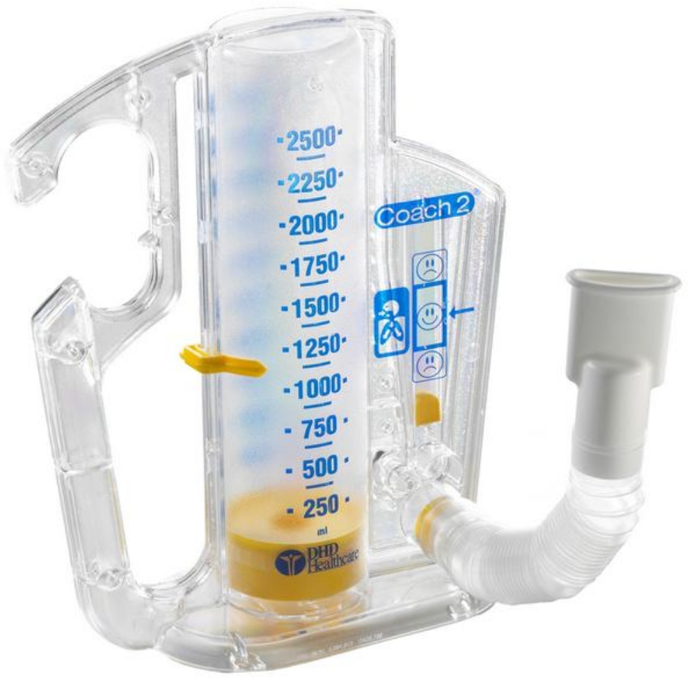 Coach 2 Incentive-Spirometer für Erwachsene, 2500 ml, mit Rückschlagventil, mit Einwegventil 12 Stück