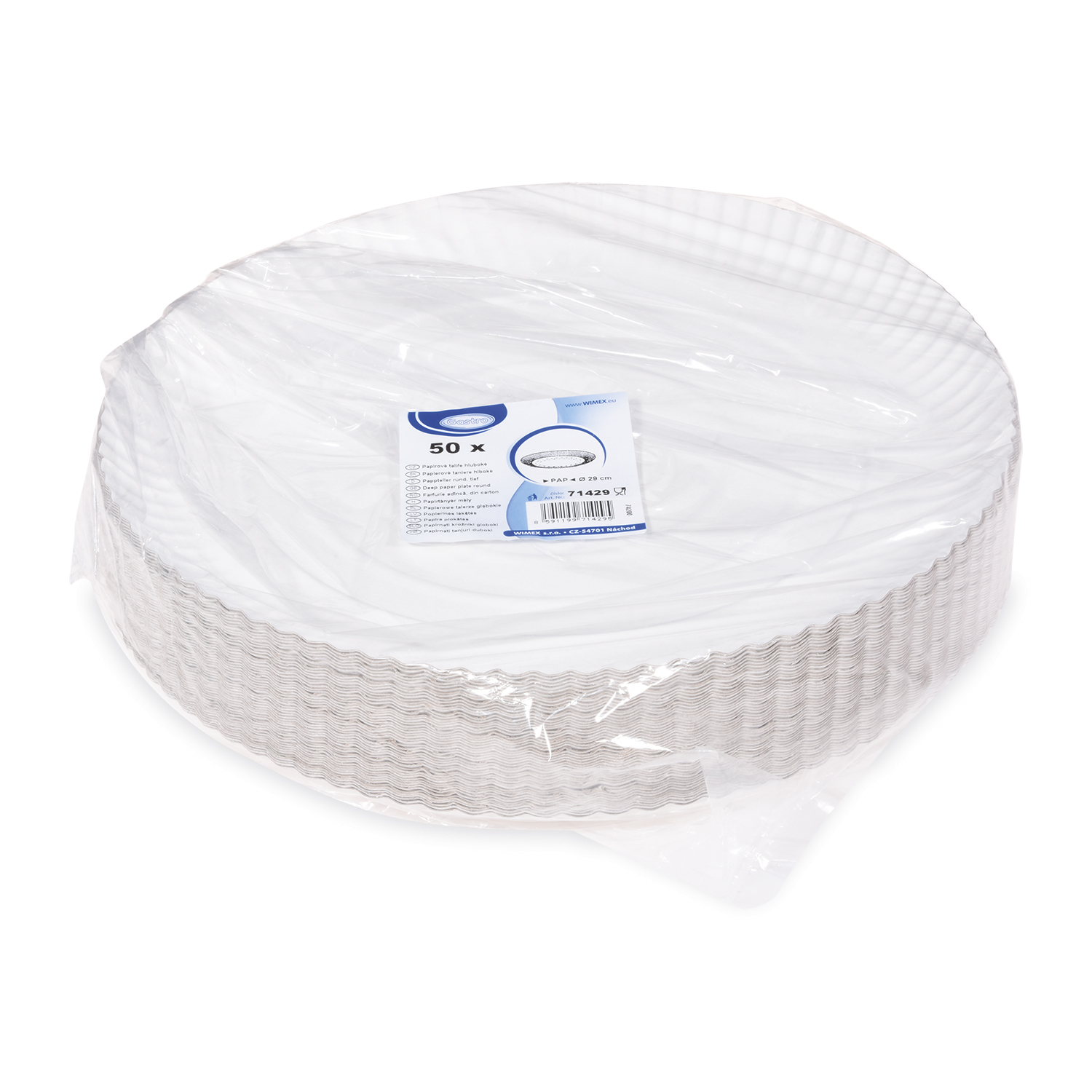 Pappteller tief weiß 29cm RECY - 50 Stück