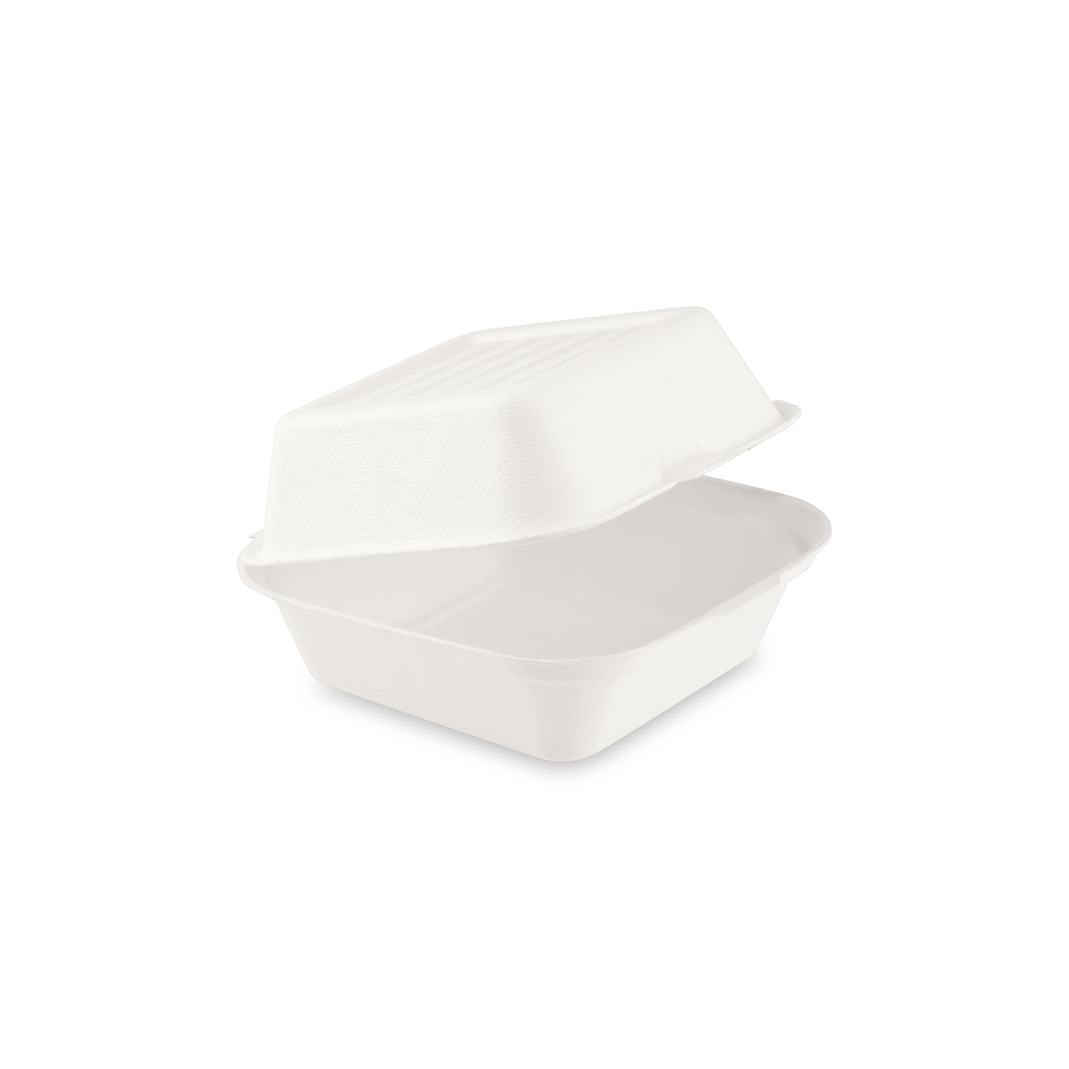 Burgerbox aus Zuckerrohr-Bagasse 152 x 150 x 78 mm, Packung mit 50 Stück für Take-away und Service