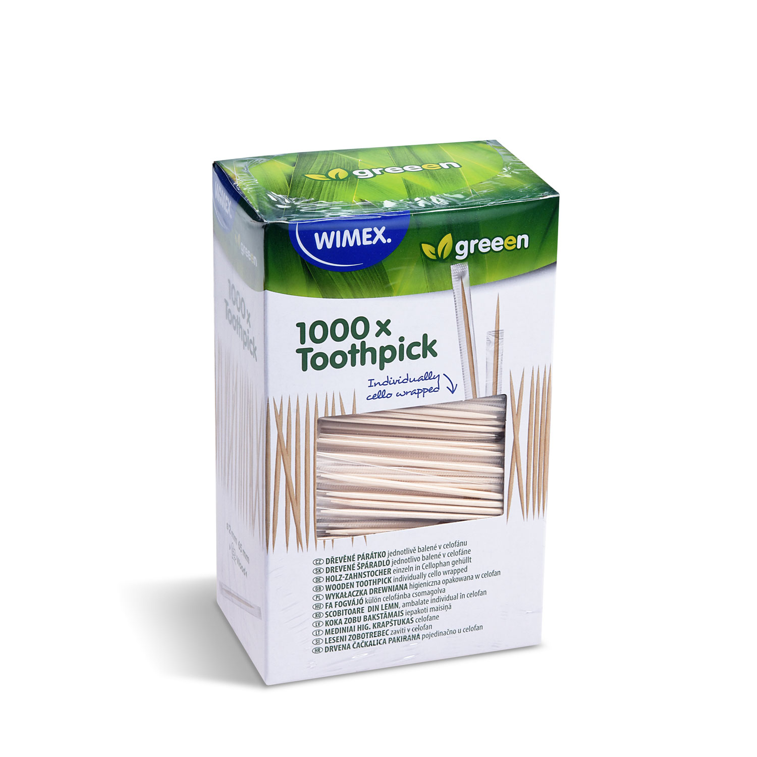 Zahnstocher aus Holz 2 x 65 mm einzeln in Cellophan verpackt - 1000 Stück