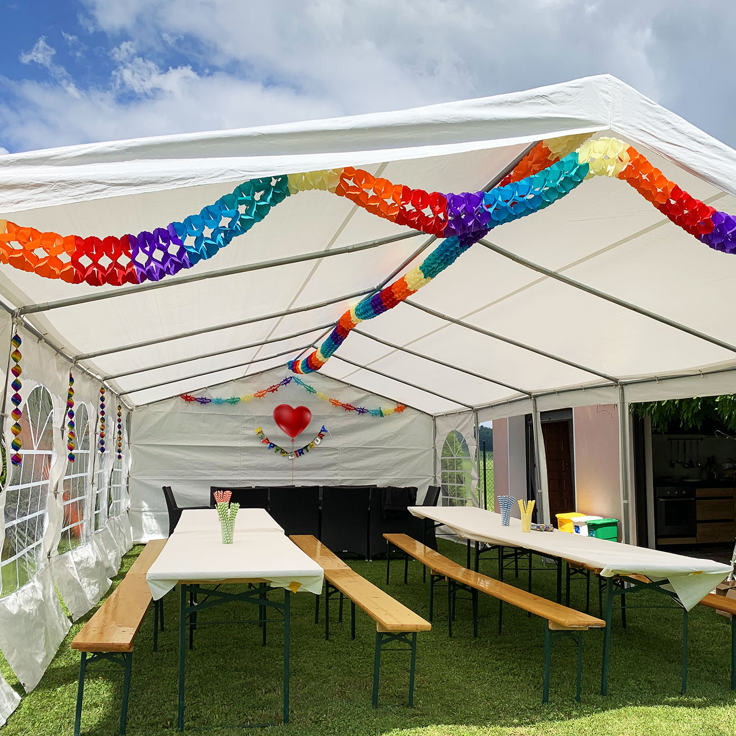 Papier-Girlande 25cm x 10m XL - 1 Stück