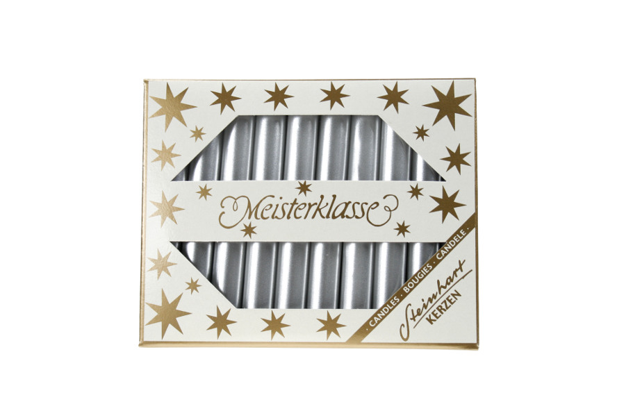 Baumkerzen 100x13mm silber 20 Stück STEINHART 02390-03