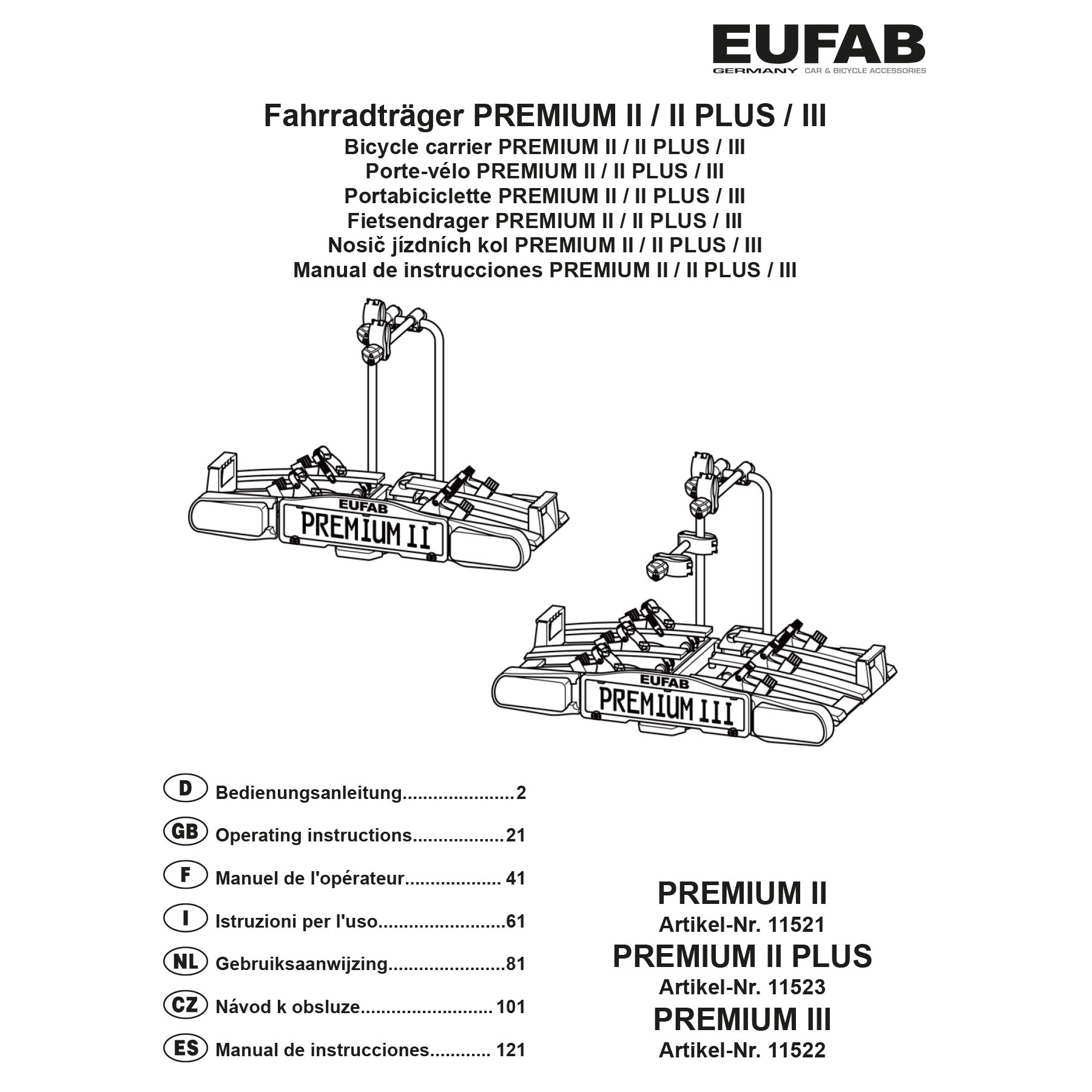 EUFAB Fahrradträger Premium 3