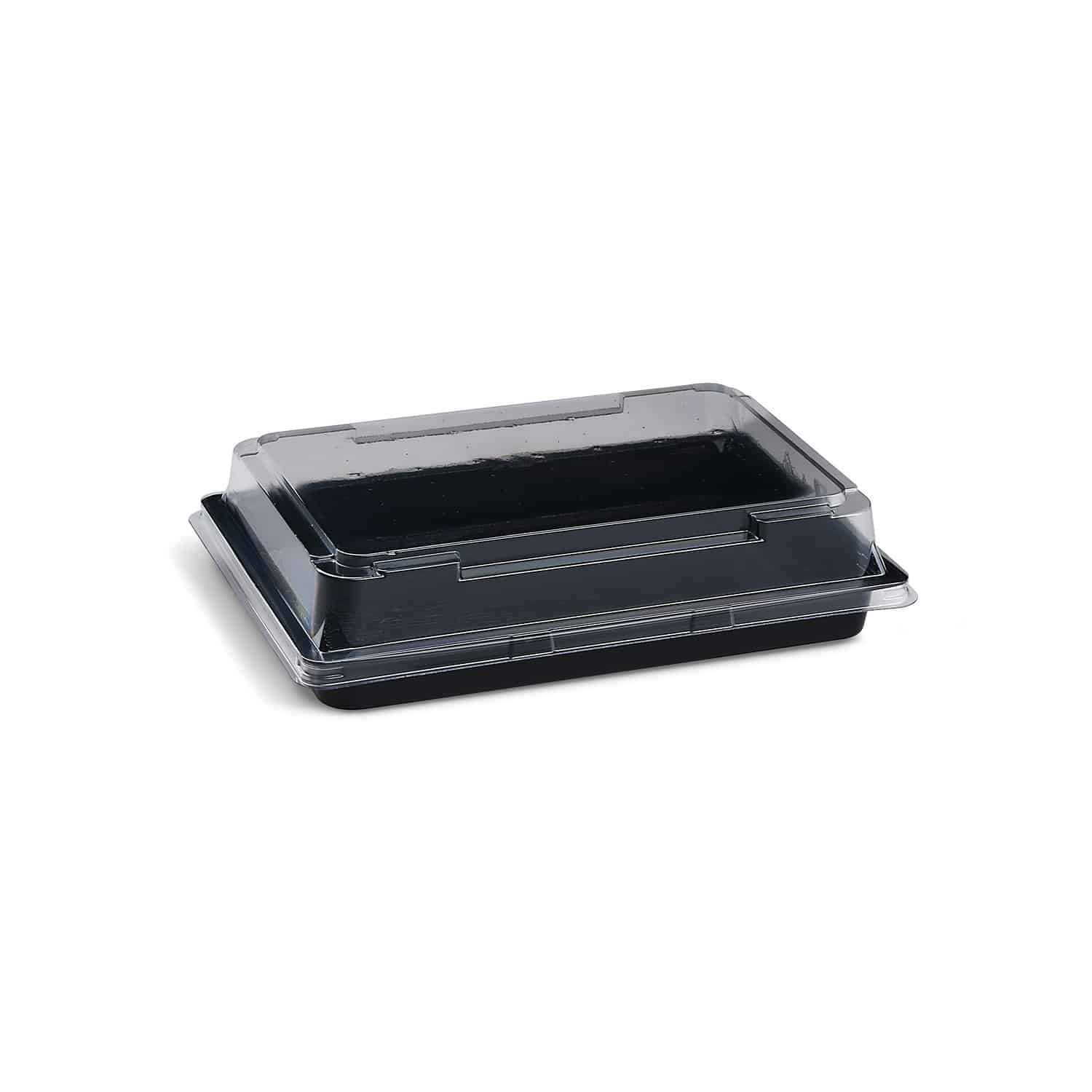 Sushi-Schale (PET) schwarz 185 x 127 x 20 mm + Deckel - 400 Stück