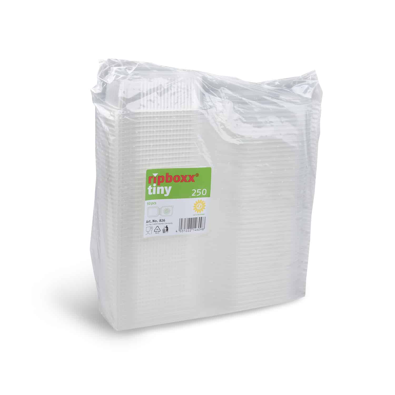 Feinkostbecher (PP) Ripboxx Tiny mit Deckel klar 250ml - 50 Stück