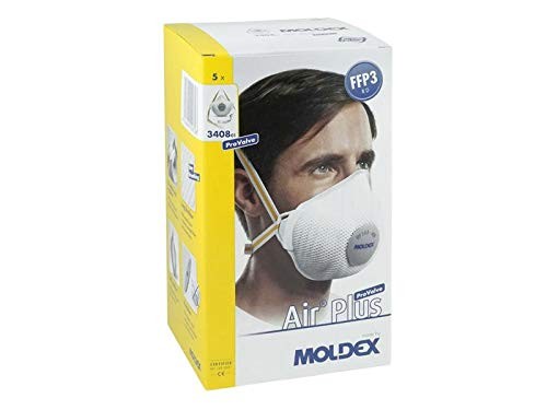 Moldex 3408 Atemschutzmaske FFP3 R D mit PROVALVE  Air Plus - 5 Stück pro Box einzeln verpackt