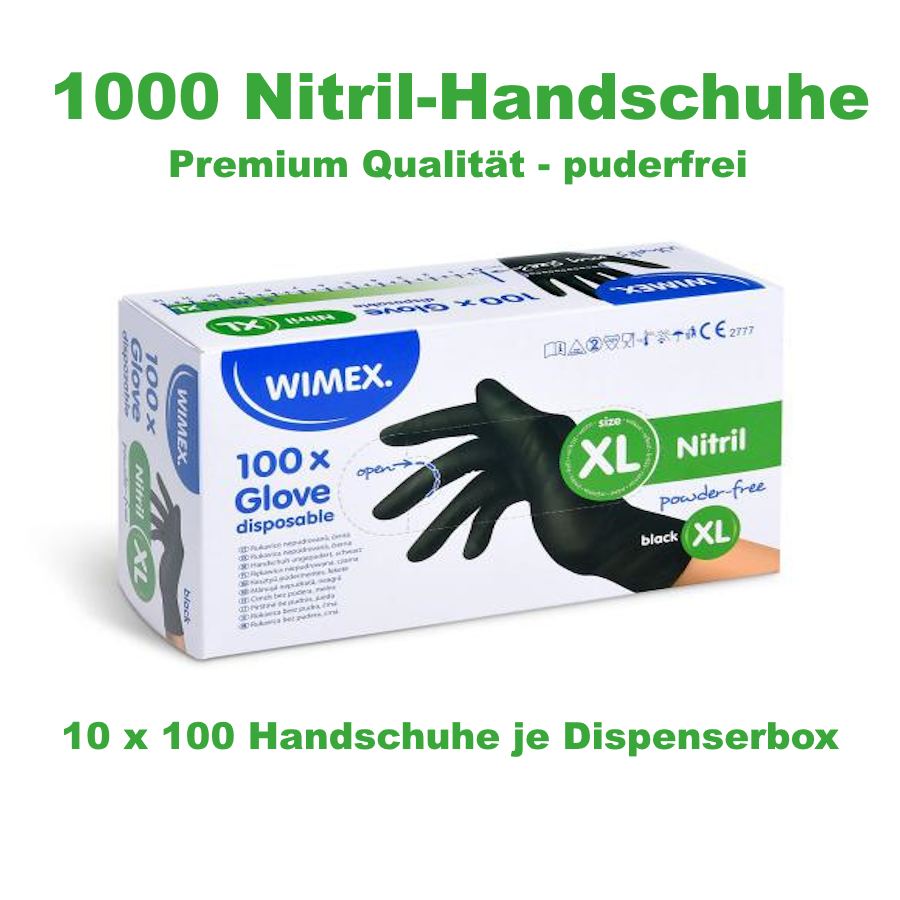 1000x Handschuh (Nitril) ungepudert schwarz `XL`  - 10x100 Stück