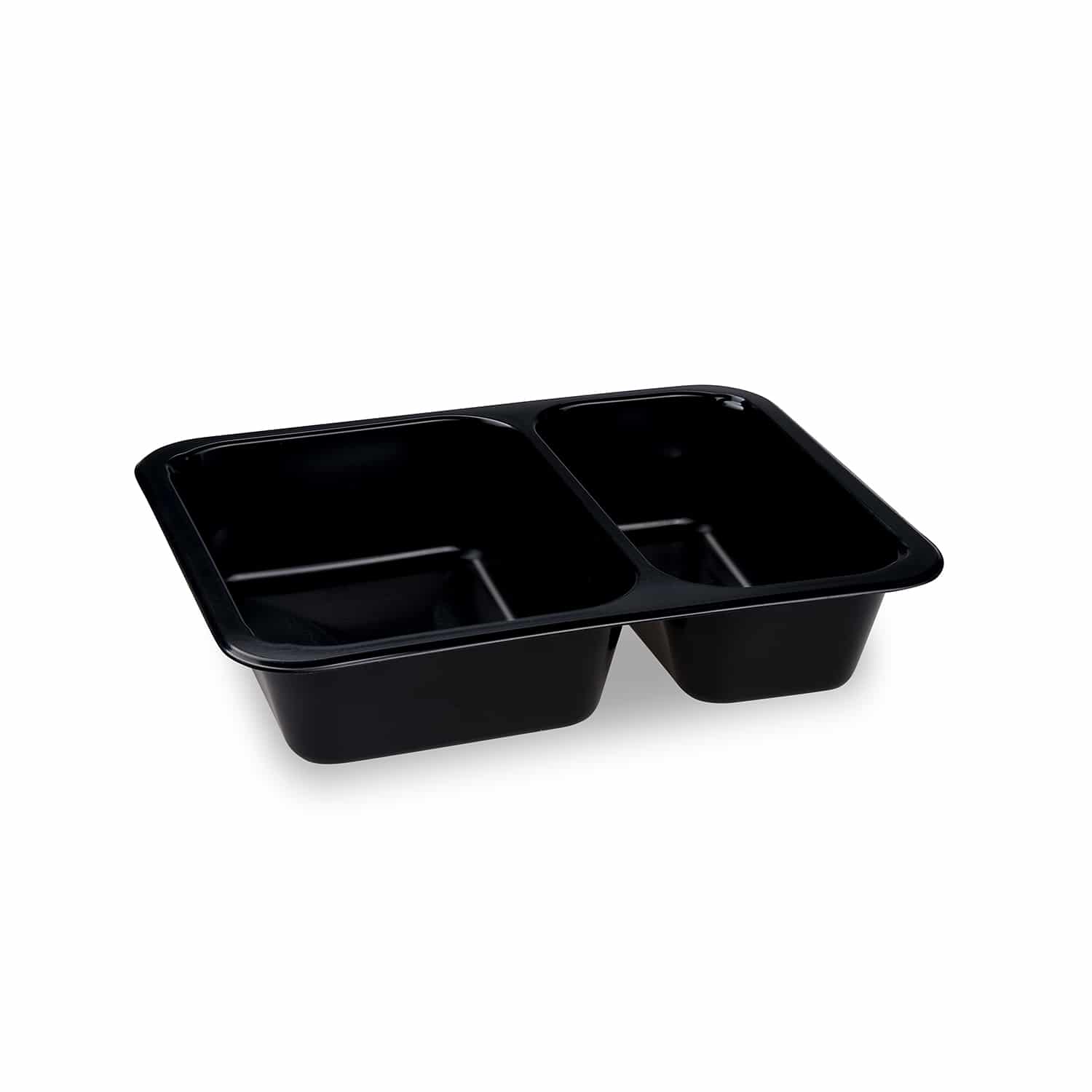 Menüschale (PP) Reware Lunch wiederverwendbar 2-geteilt schwarz 227 x 178 x 49 mm - 20 Stück