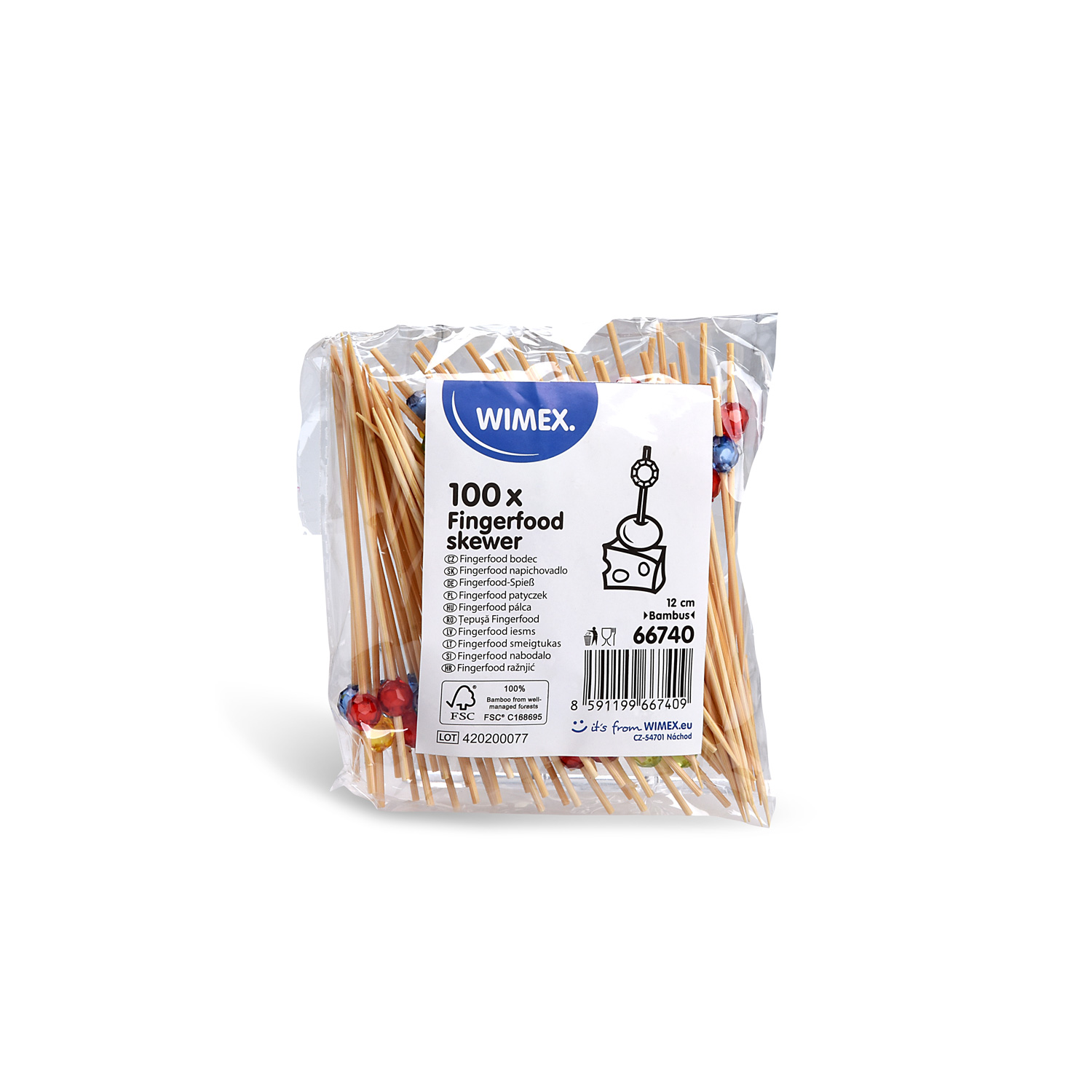 Fingerfood-Spieß Bambus FSC 100% Perle 12 cm, Packung mit 100 Stück