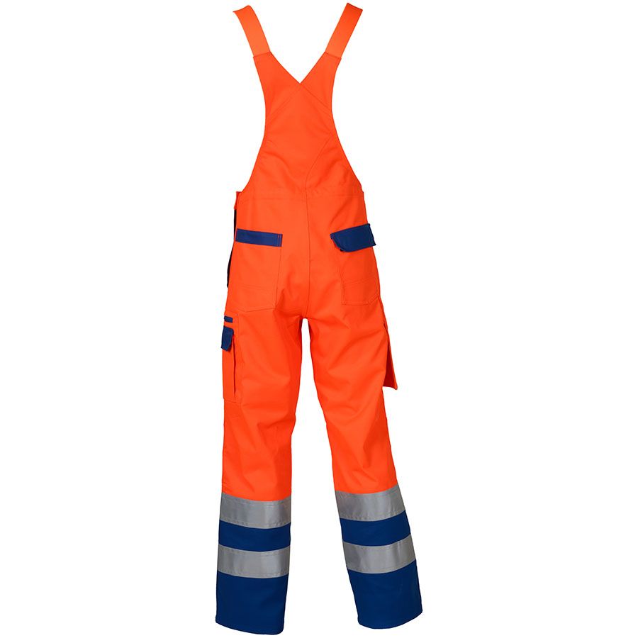 Warnschutz-Latzhose PROGRESSO REFLEX, leuchtorange/blau