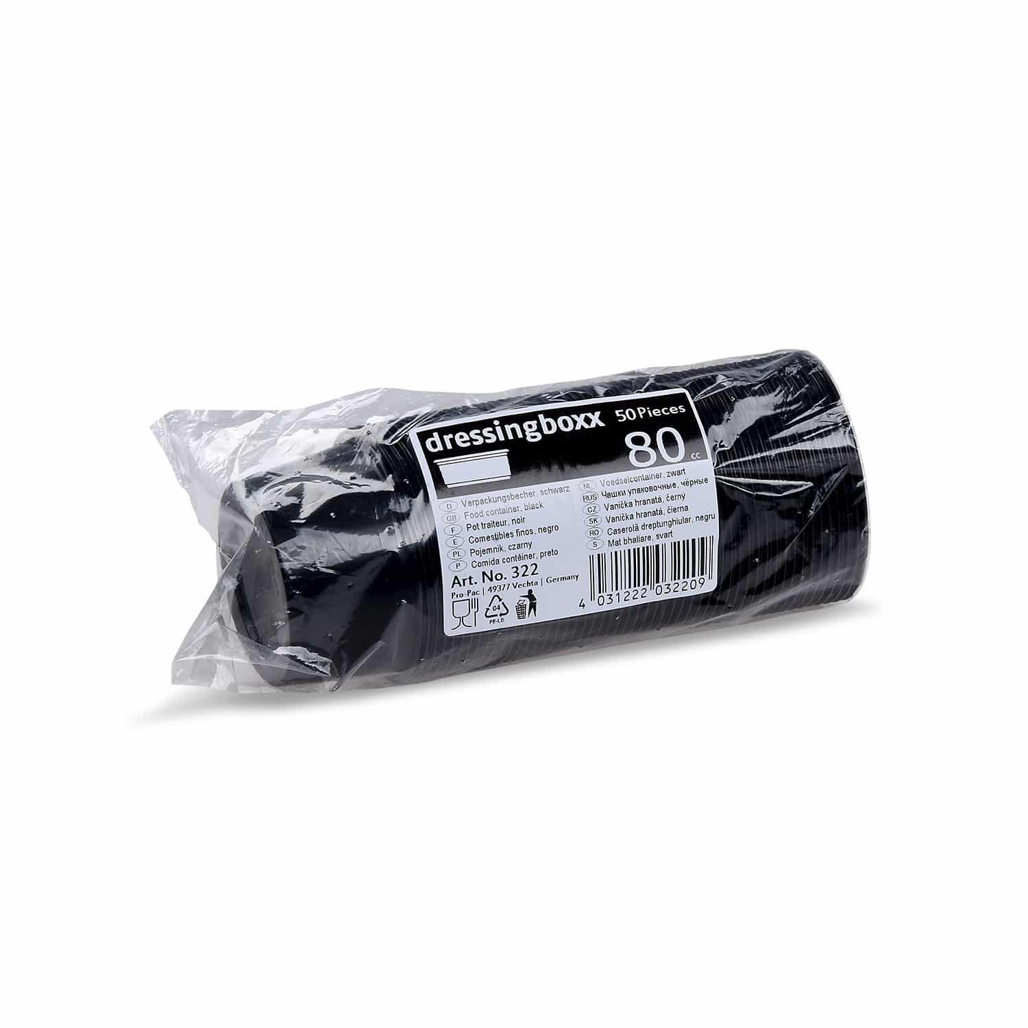 Dressingbecher (PP) schwarz 70mm 80ml - 50 Stück