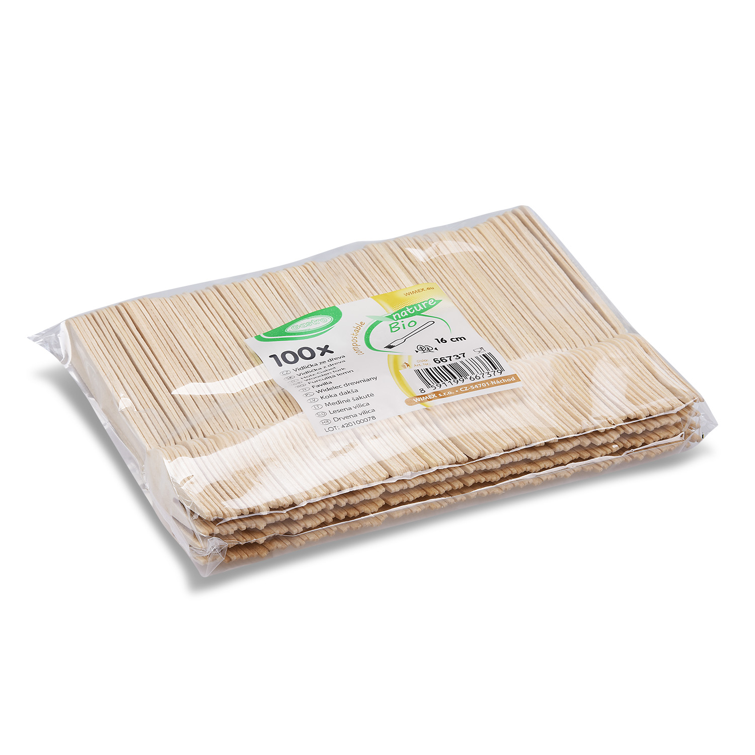 Holzgabel FSC 100% 16 cm natur für Gastronomie, Packung mit 100 Stück