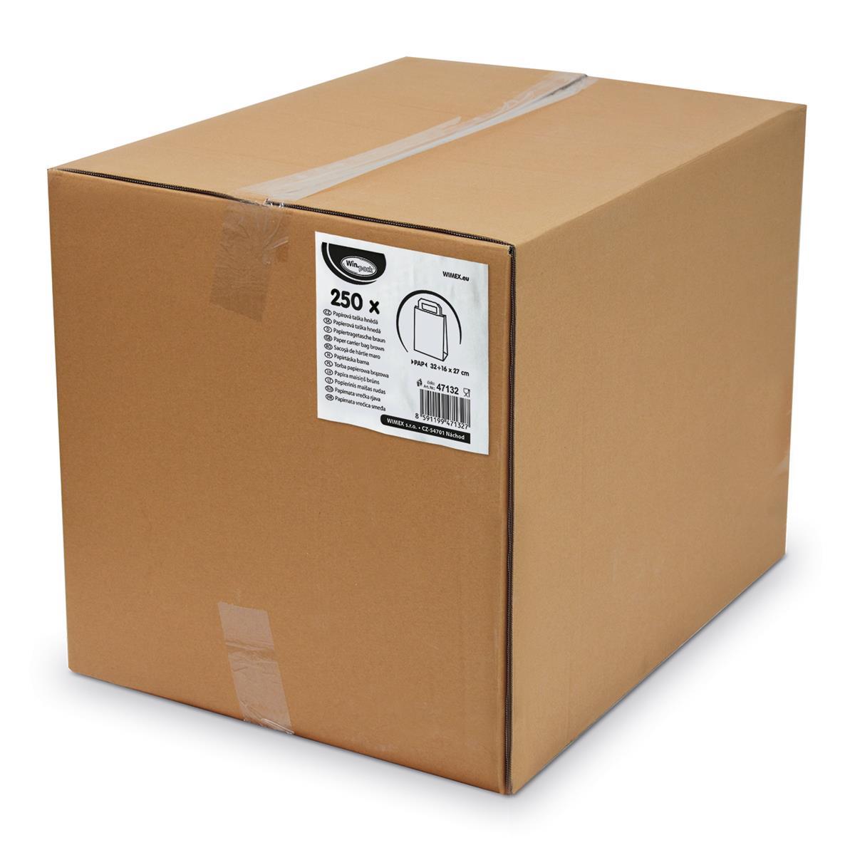 Papiertragetasche braun 32+16 x 27 cm - 250 Stück