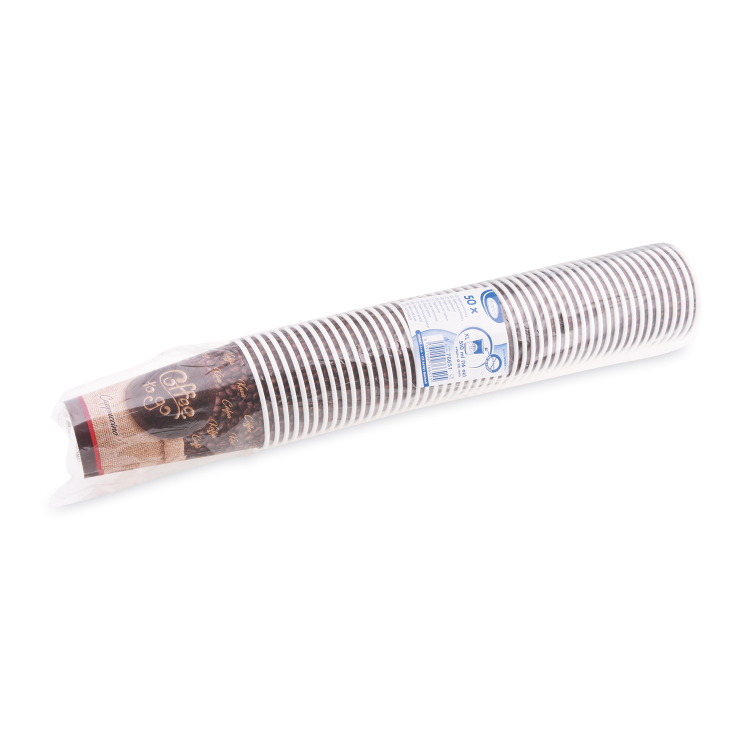 Pappbecher -Coffee to go- 90mm 510ml XL: 0,4L,16oz - 50 Stück