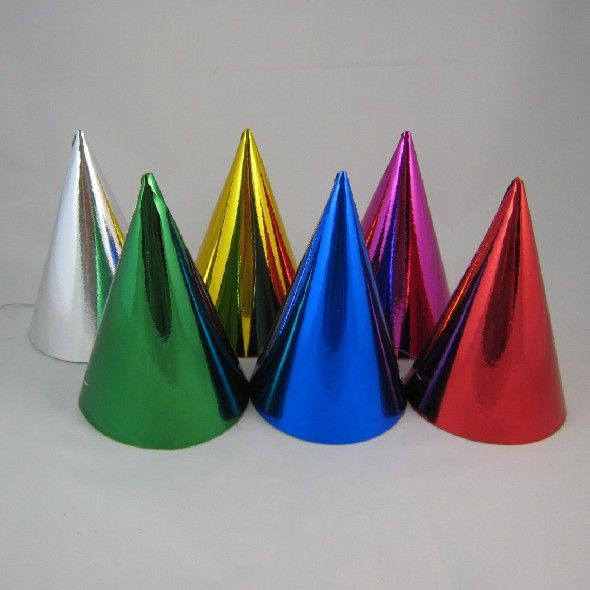 Papierhut bunt gemischt 10,5 x 16 cm - 6 Stück