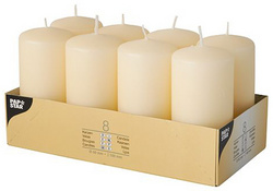 PAPSTAR Stumpenkerze, Durchmesser: 50 mm, creme, 8er