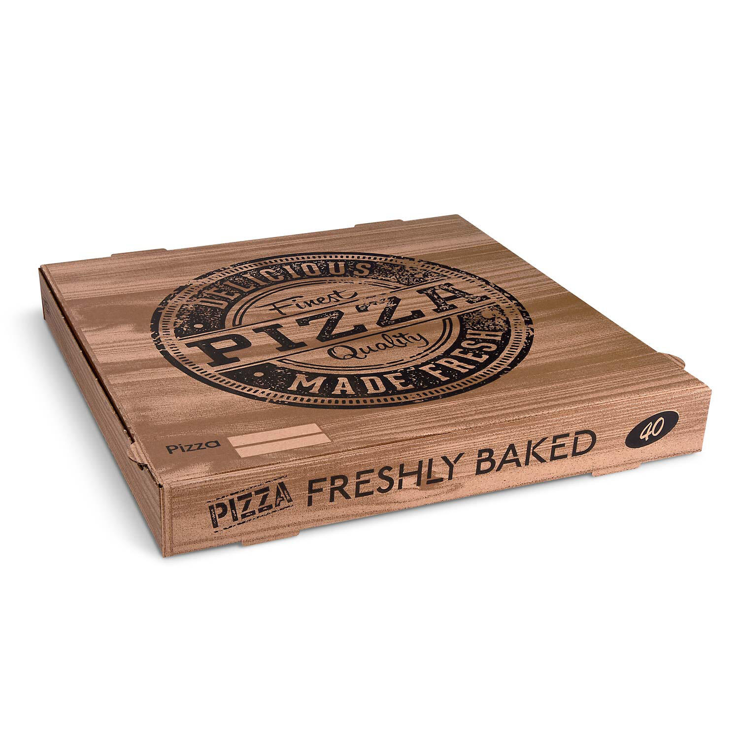 100x Pizzakarton 33 x 33 x 4 cm H4 kraft bedruckt aus Mikrowellpappe