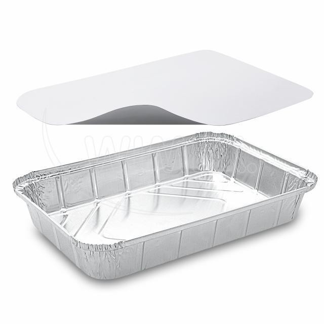 Schale (ALU) eckig 315 x 215 x 43 mm 2000ml + Deckel - 10 Stück