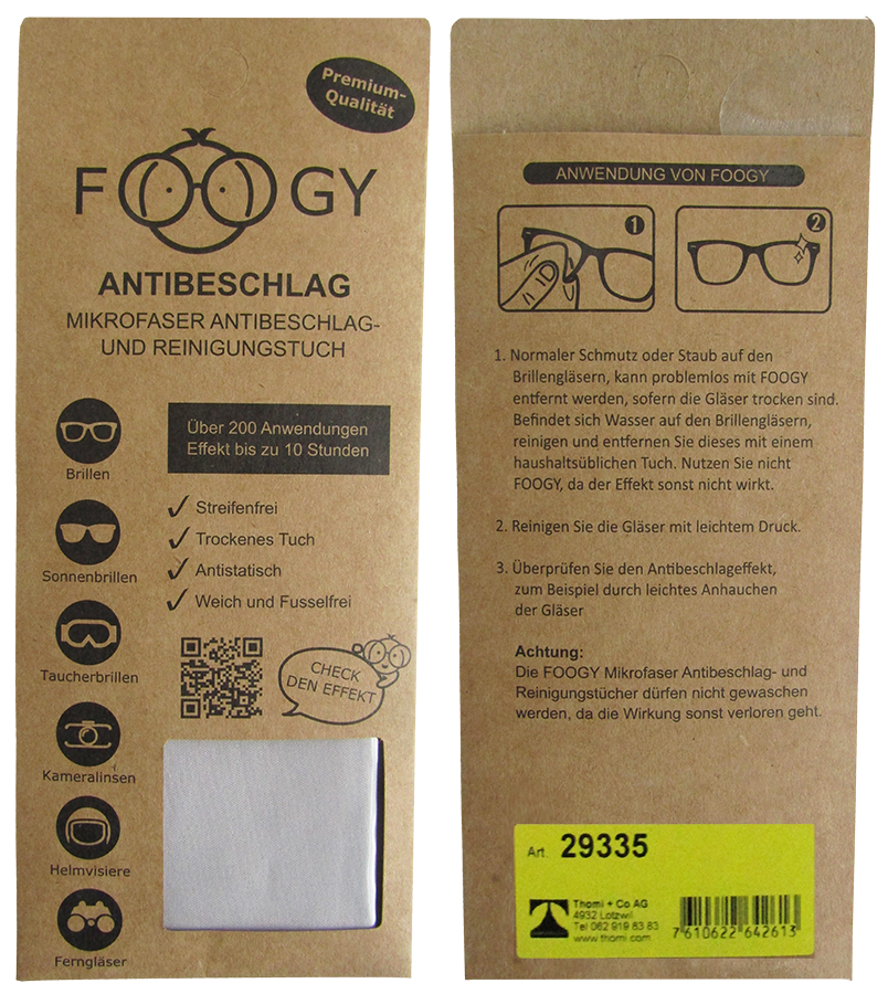 Antibeschlag- und Reinigungstuch FOOGY