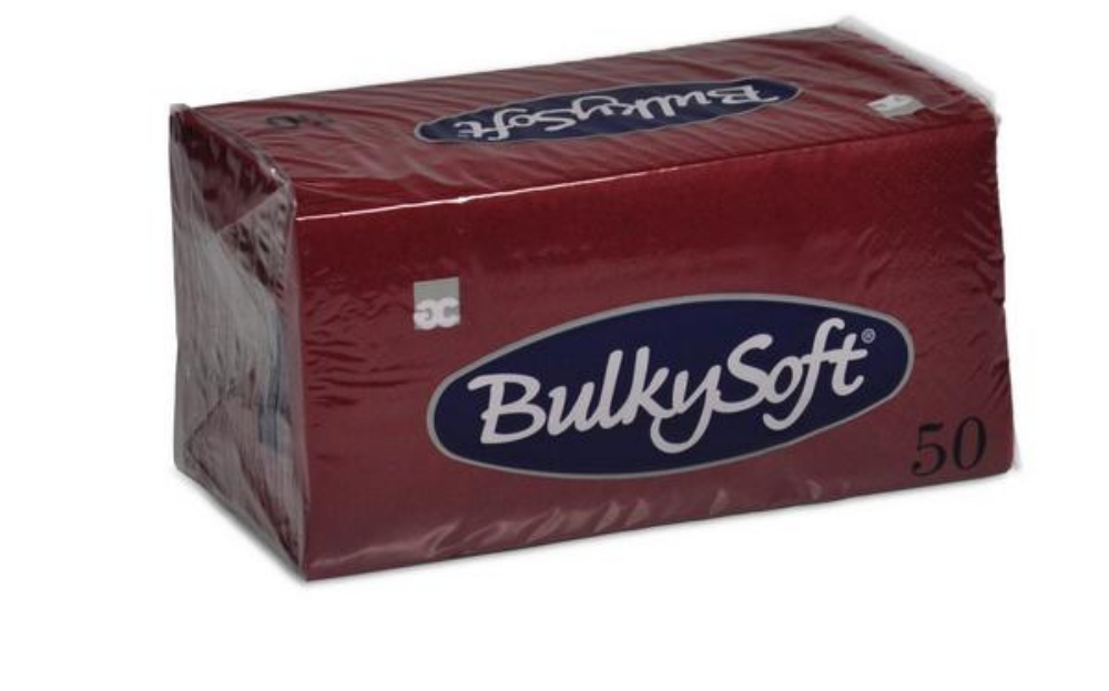 Bulkysoft Servietten 33 × 33 cm, 2-lagig, 1/8-Kopffalzung, bordeaux 2000 Stück