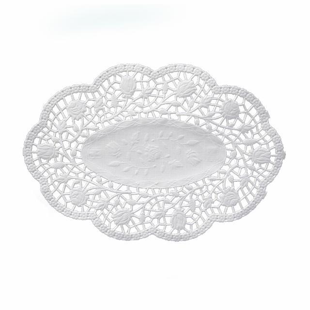 Deko-Spitze (PAP) oval weiß 50 x 37 cm - 100 Stück