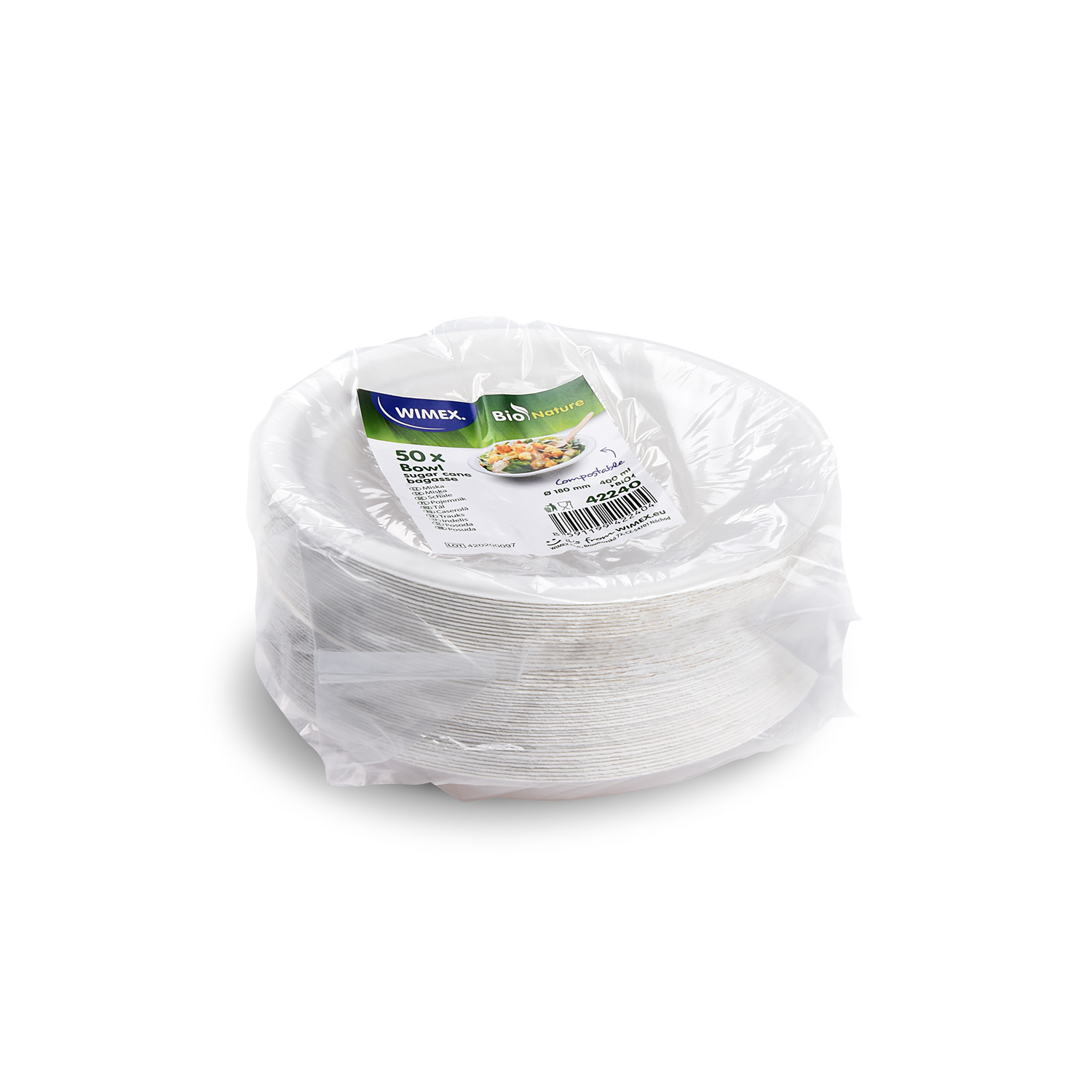 Schale Zuckerrohr-Bagasse 180mm 400ml - 50 Stück
