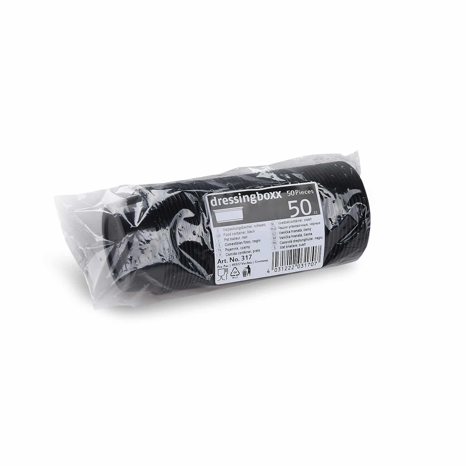 Dressingbecher (PP) schwarz 70mm 50ml - 50 Stück