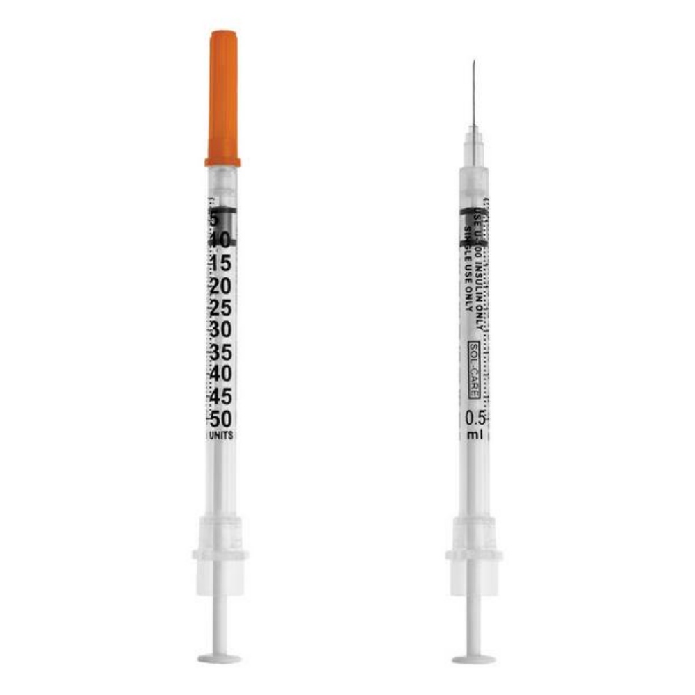 SOL-CARE 50U Insulin-Sicherheitsspritze 100 Stück