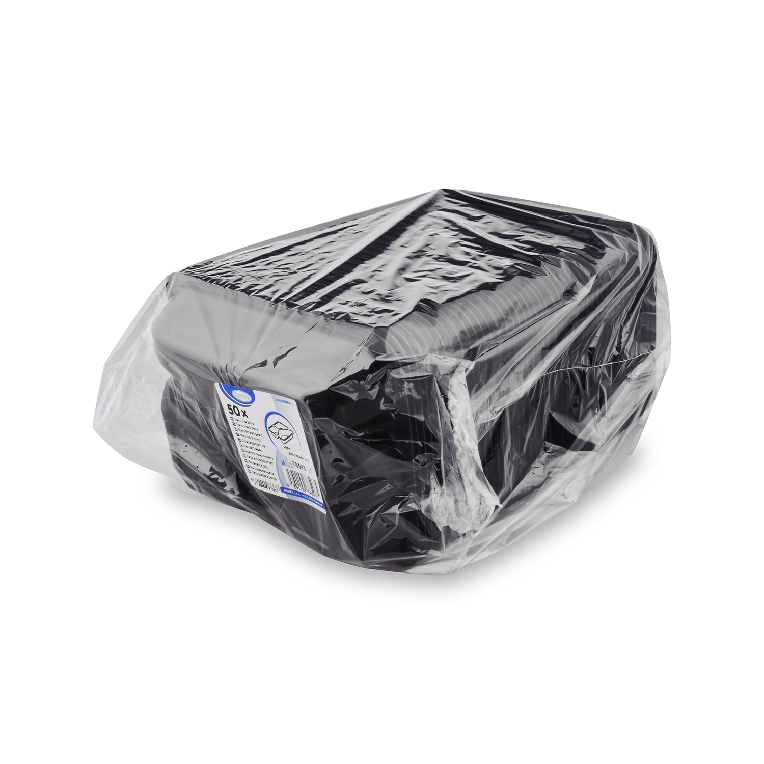 Menü-Schale (PP) 3-geteilt schwarz 227 x 178 x 50 mm - 50 Stück