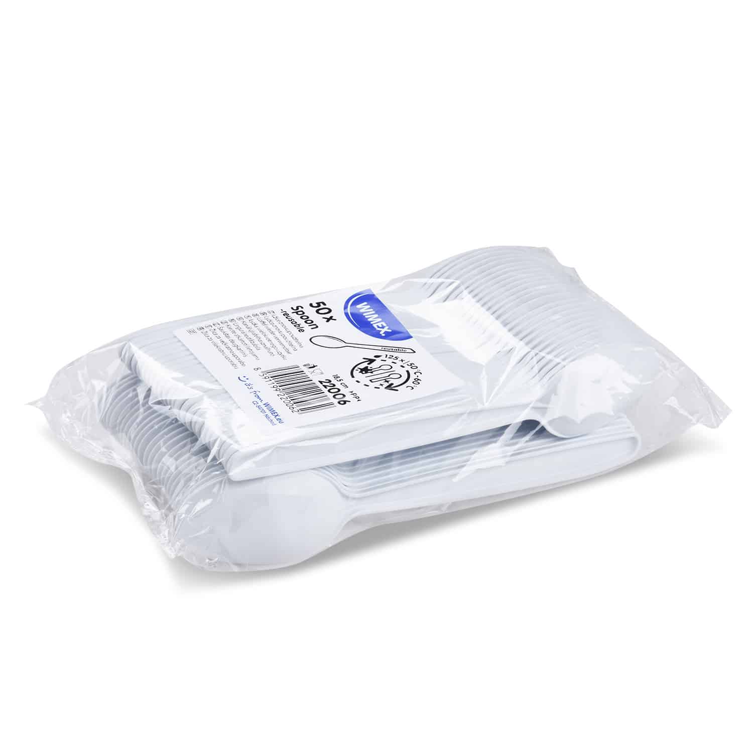 Löffel (PP) wiederverwendbar weiß 18,5cm - 50 Stück