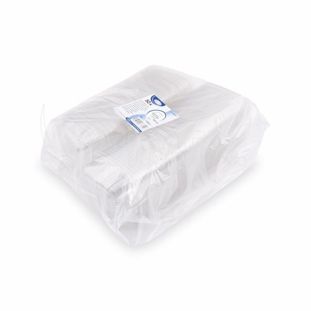 Rechteckbecher (rPET) mit Deckel klar 250ml - 50 Stück