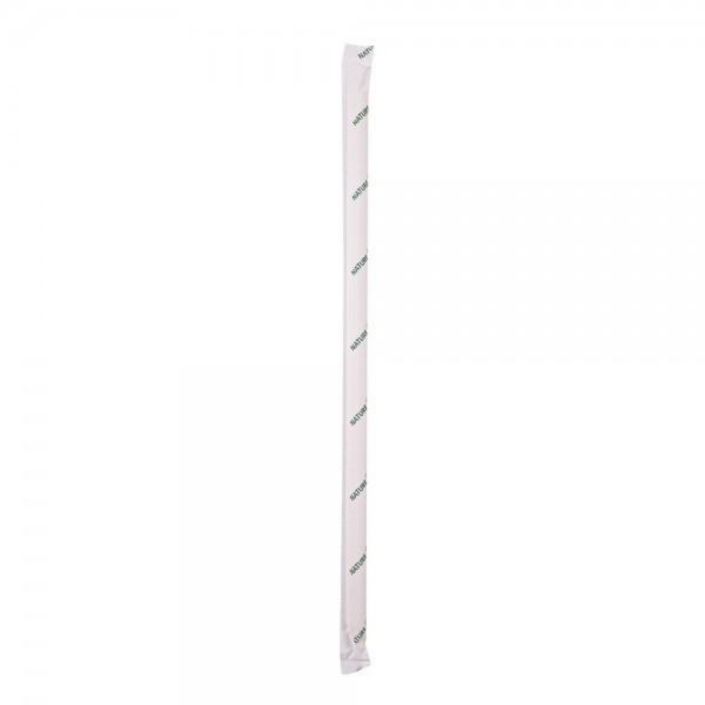 NatureStar Trinkhalme Papier, gehülst in Papier, weiss, 197 × Ø 6 mm 100 Stück