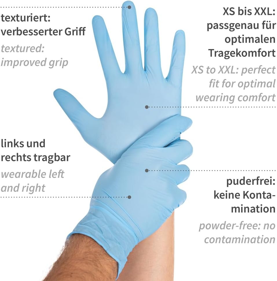 1000 Nitrilhandschuhe Safe Light Hygostar puderfrei Blau S (7)